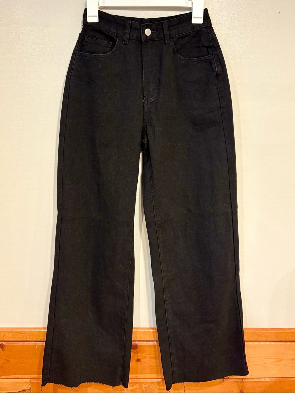 SHEIN ICON High Rise Solid Black Pocket Casual Wide-Leg Jeans Women's 26